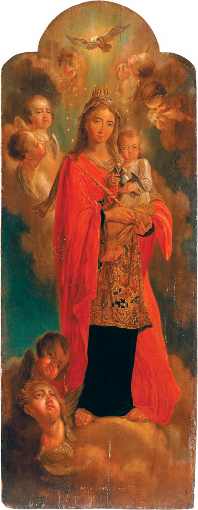 ВОЛОДИмИР БОРОВИКОВСЬКИЙ. БОГОРОДИЦЯ, 1784 дерево, левкас, олія, 137х53, НХМУ