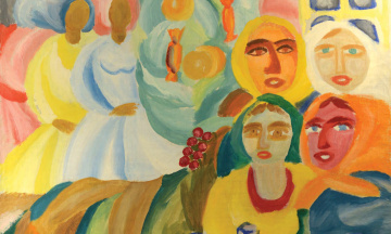 ВОЛОДИМИР ЛОБОДА "На Івана Купала. Дівчата співають" 1971, полотно, тепера, 85.5х95, приватна збірка