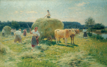 МИКОЛА ПИМОНЕНКО "Збирання сіна" 1907, полотно, олія, 87.6х135