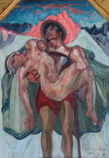 ОЛЕКСА НОВАКІВСЬКИЙ "Молох війни. Ангел смерті" 1923, фанера, олія, 51х39, приватна збірка