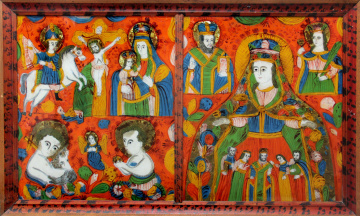 Св. Юрій, Розп`яття,  Богородиця-Одигітрія, Іван та Ісус – діти, святий Миколай, Богородиця-Покрова, свята Варвара