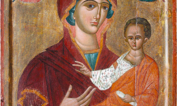 БОГОРОДИЦЯ ОДИГІТРІЯ, початок ХІV ст. дерево, левкас, темпера, 91х77, НМЛ