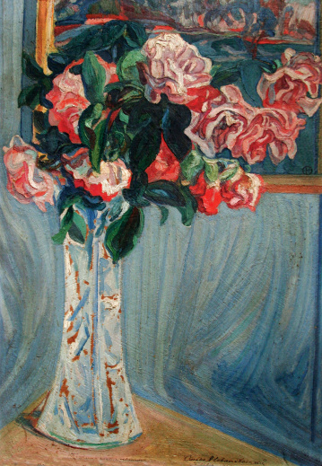 ОЛЕКСА НОВАКІВСЬКИЙ "Троянди" 1919, картон, олія, 49.5х35, НМЛ (дар родини Лінинських)