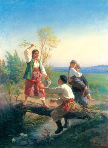 КИРИЛО ТРУТОВСЬКИЙ "З гостей" 1840-і, полотно, олія, 39х50.8, приватна збірка
