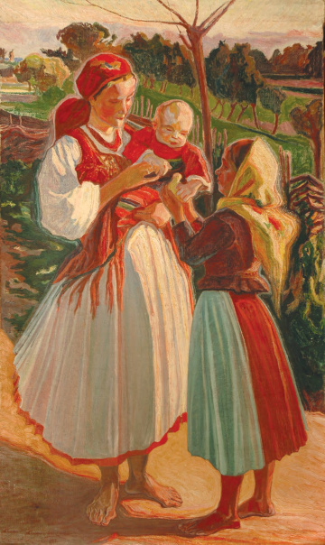 ОЛЕКСА НОВАКІВСЬКИЙ "Мати з дітьми" 1903, полотно, олія, 104.7х62, приватна збірка